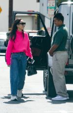 CARA SANTANA in a Pink Sweater and Denim Arrives at San Vicente Bungalows 03/07/2020