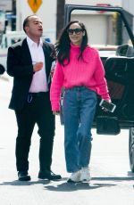 CARA SANTANA in a Pink Sweater and Denim Arrives at San Vicente Bungalows 03/07/2020