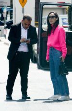 CARA SANTANA in a Pink Sweater and Denim Arrives at San Vicente Bungalows 03/07/2020