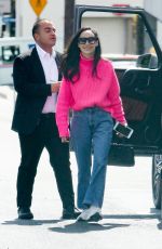 CARA SANTANA in a Pink Sweater and Denim Arrives at San Vicente Bungalows 03/07/2020