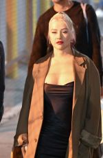 CHRISTINA AGUILERA Arrives at Jimmy Kimmel Live in Los Angeles 03/10/2020