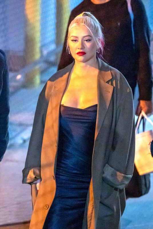 CHRISTINA AGUILERA Arrives at Jimmy Kimmel Live in Los Angeles 03/10/2020