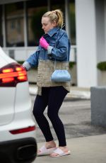 DAKOTA FANNING in Slippers and Surgical Gloves Out in Los Angeles 03/16/2020
