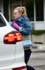DAKOTA FANNING in Slippers and Surgical Gloves Out in Los Angeles 03/16/2020