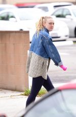 DAKOTA FANNING in Slippers and Surgical Gloves Out in Los Angeles 03/16/2020