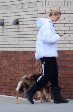DAPHNE GROENEVELD Out with Her Dog in New York 03/20/2020