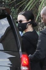 DEMI LOVATO with Black Face Mask and Disposable Gloves Shopping at Erewhon in Los Angeles 03/15/2020