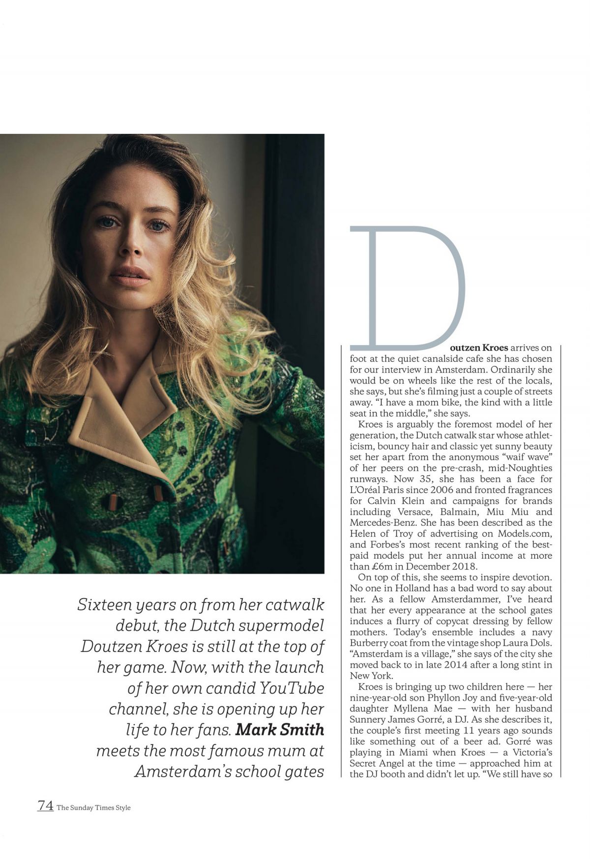 DOUTZEN KROES in The Sunday Times Style Magazine, March 2020 – HawtCelebs