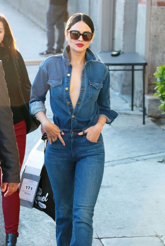 EIZA GONZALEZ in Denim Overalls Arrives at Jimmy Kimmel Live in Los Angeles 03/11/2020