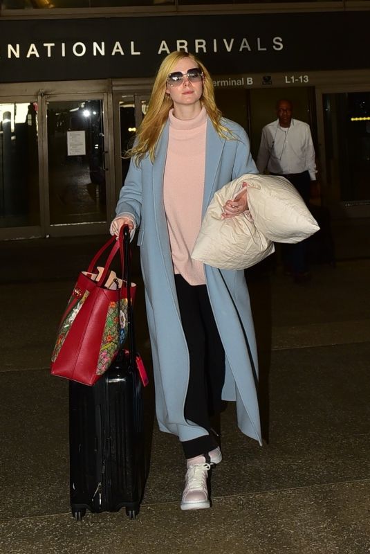 ELLE FANNING at LAX Airport in Los Angeles 02/29/2020