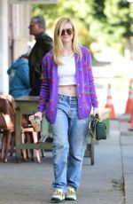 ELLE FANNING in Denim Out for Iced Coffee in Los Angeles 03/05/2020