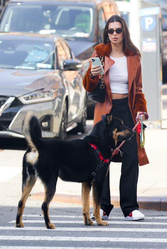 EMILY RATAJKOWSKI in [BLANKNYC] Low Expectations Jacket Out with Colombo in New York 03/02/2020