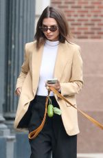 EMILY RATAJKOWSKI in Givenchy Wool Blazer Out with Her Dog in New York 03/11/2020