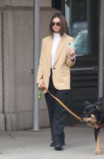 EMILY RATAJKOWSKI in Givenchy Wool Blazer Out with Her Dog in New York 03/11/2020