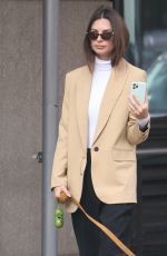 EMILY RATAJKOWSKI in Givenchy Wool Blazer Out with Her Dog in New York 03/11/2020