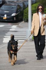 EMILY RATAJKOWSKI in Givenchy Wool Blazer Out with Her Dog in New York 03/11/2020