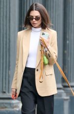 EMILY RATAJKOWSKI in Givenchy Wool Blazer Out with Her Dog in New York 03/11/2020