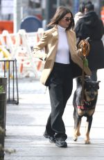 EMILY RATAJKOWSKI in Givenchy Wool Blazer Out with Her Dog in New York 03/11/2020