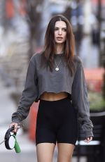 EMILY RATAJKOWSKI in Yoga Shorts Out with Her Dog in New York 03/20/2020