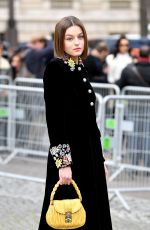 EMMA CORRIN Arrives at Miu Miu Show at Paris Fashion Week 03/03/2020