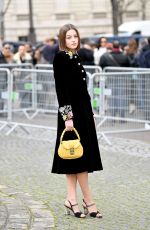 EMMA CORRIN Arrives at Miu Miu Show at Paris Fashion Week 03/03/2020