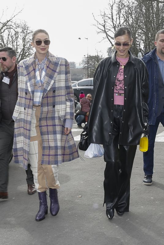 GIGI and BELLA HADID Arrives at Miu Miu Fashion Show at PFW in Paris 03/03/2020