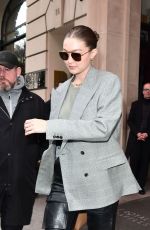 GIGI HADID Leaves Her Hotel in Paris 03/02/2020