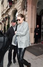 GIGI HADID Leaves Her Hotel in Paris 03/02/2020