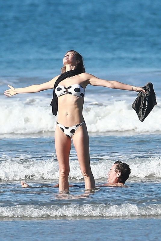 GISELE BUNDCHEN in a Polka Dot Bikini on the Beach in Costa Rica 03/12/2020