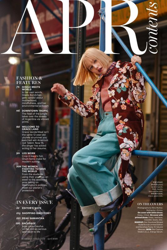 GRACE VANDERWAAL in Marie Claire Magazine, April 2020