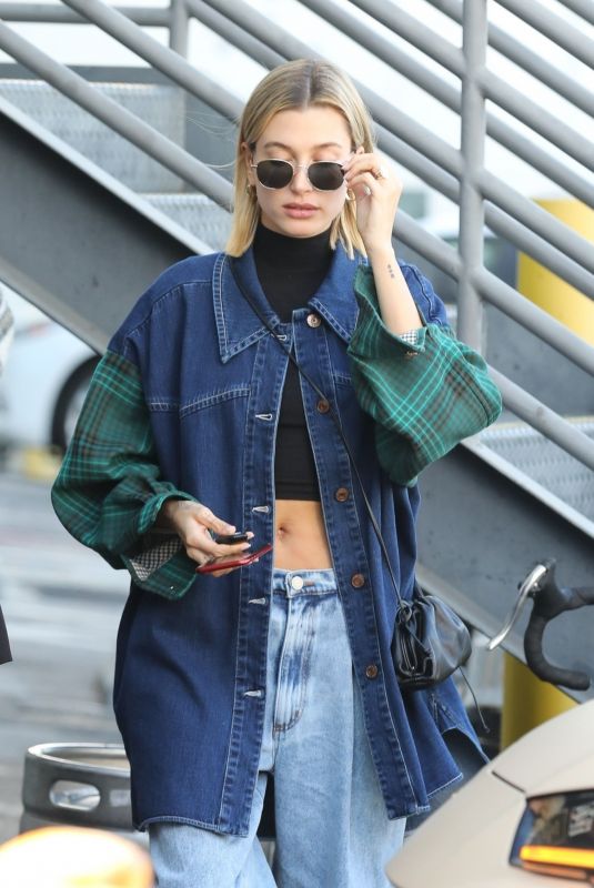 HAILEY BIEBER in Double Denim Out for Lunch in Los Angeles 03/07/2020