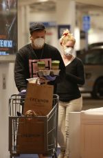 HEIDI MONTAG and Spencer Pratt with Face Masks and Latex Gloves Shopping at Erewhon Market in Pacifiy Palisades 03/24/2020