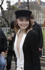 JESSICA BARDEN Arrives at Balmain Show at Paris Fashion Week 02/28/2020