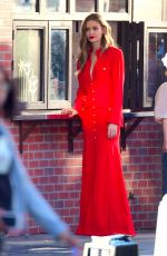 JOSEPHINE SKRIVER Eating a Slice of Pizza on the Set of Maybelline Ads in New York 03/09/2020
