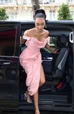 JOURDAN DUNN Arrives at Royal Monceau Hotel in Paris 02/29/2020