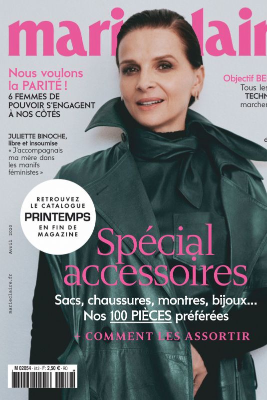 JULIETTE BINOCHE in Marie Claire Magazine, France April 2020