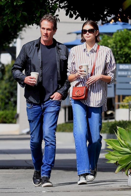 KAIA and Rande GERBER at Blue Bottle Coffee in West Hollywood 03/09/2020