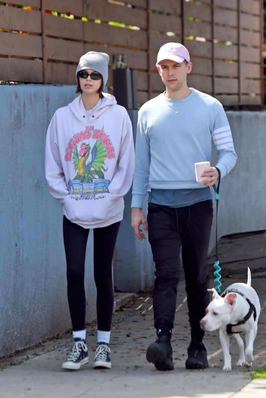 KAIA GERBER and Tommy Dorfman Out with Their Dog in Los Angeles 03/21/2020