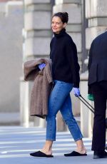 KATIE HOLMES Leaves Her Apartment in New York 03/27/2020