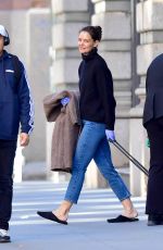 KATIE HOLMES Leaves Her Apartment in New York 03/27/2020