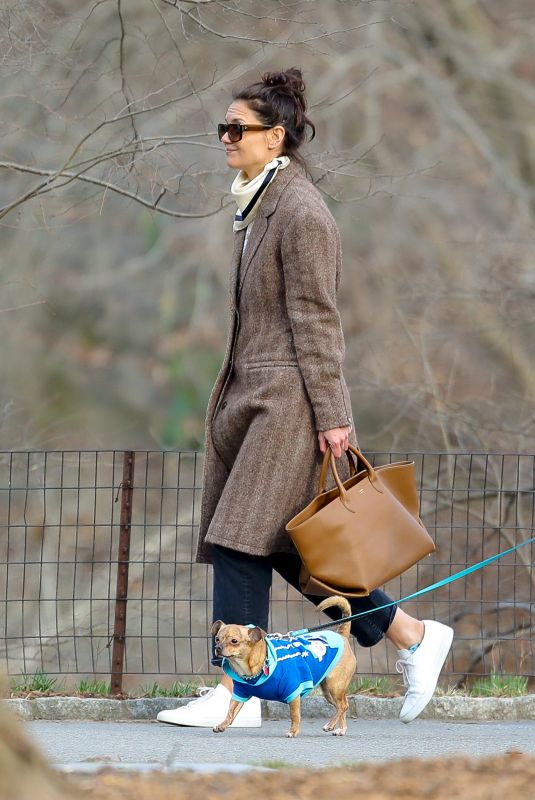 KATIE HOLMES Out at Central Park in New York 03/19/2020