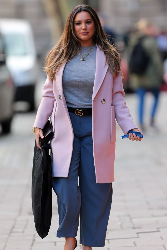 KELLY BROOK in a Pink Coat Out in London 03/02/2020