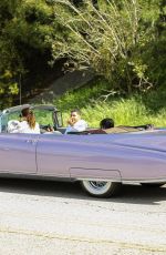 KENDALL JENNER in Her Purple 1960 Cadillac Eldorado Convertible Driving Out in Los Angeles 03/18/2020