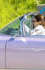 KENDALL JENNER in Her Purple 1960 Cadillac Eldorado Convertible Driving Out in Los Angeles 03/18/2020