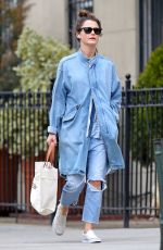 KERI RUSSELL in Ripped Denim Out in New York 03/12/2020