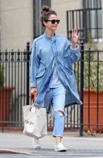 KERI RUSSELL in Ripped Denim Out in New York 03/12/2020