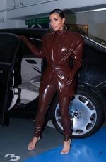 KIMA KARDASHIAN at Balmain Latex Leaves Her Hotel in Paris 03/01/2020