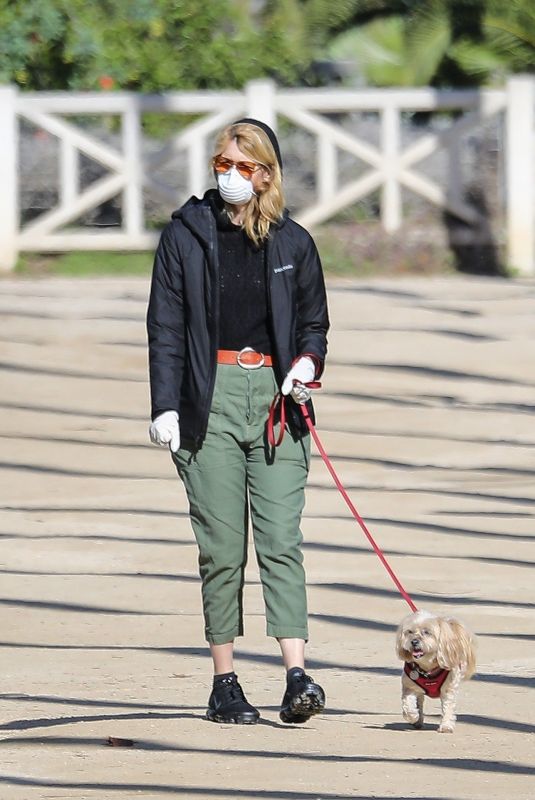 LAURA DERN Wears Mask and Gloves Out with Her Dog in Los Angeles 03/25/2020