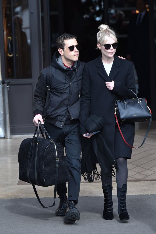 LUCY BOYNTON and Rami Malek Leaves Hotel de Crillon in Paris 02/29/2020