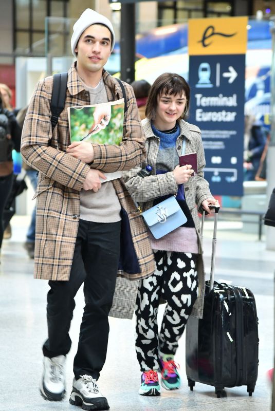 MAISIE WILLIAMS and Reuben Selby at Gare du Nord in Paris 02/29/2020